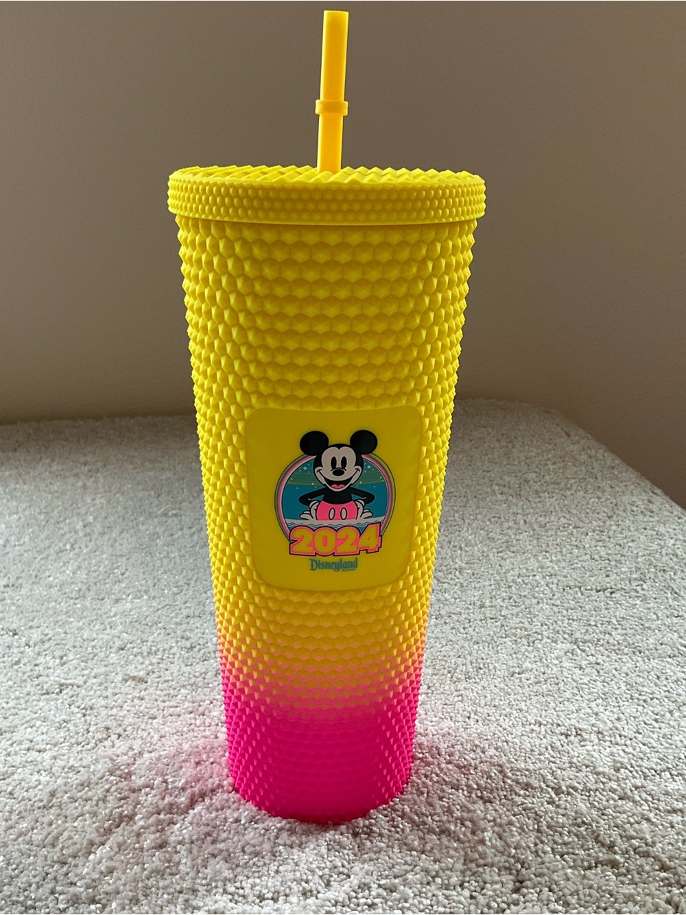 Starbucks Yellow to Pink Mickey 2024 Studded Tumbler